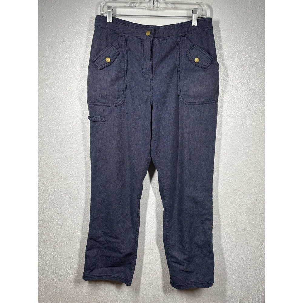 Jones New York Signature Pants Womens 10 Blue Workwear Utility Carpenter Pockets